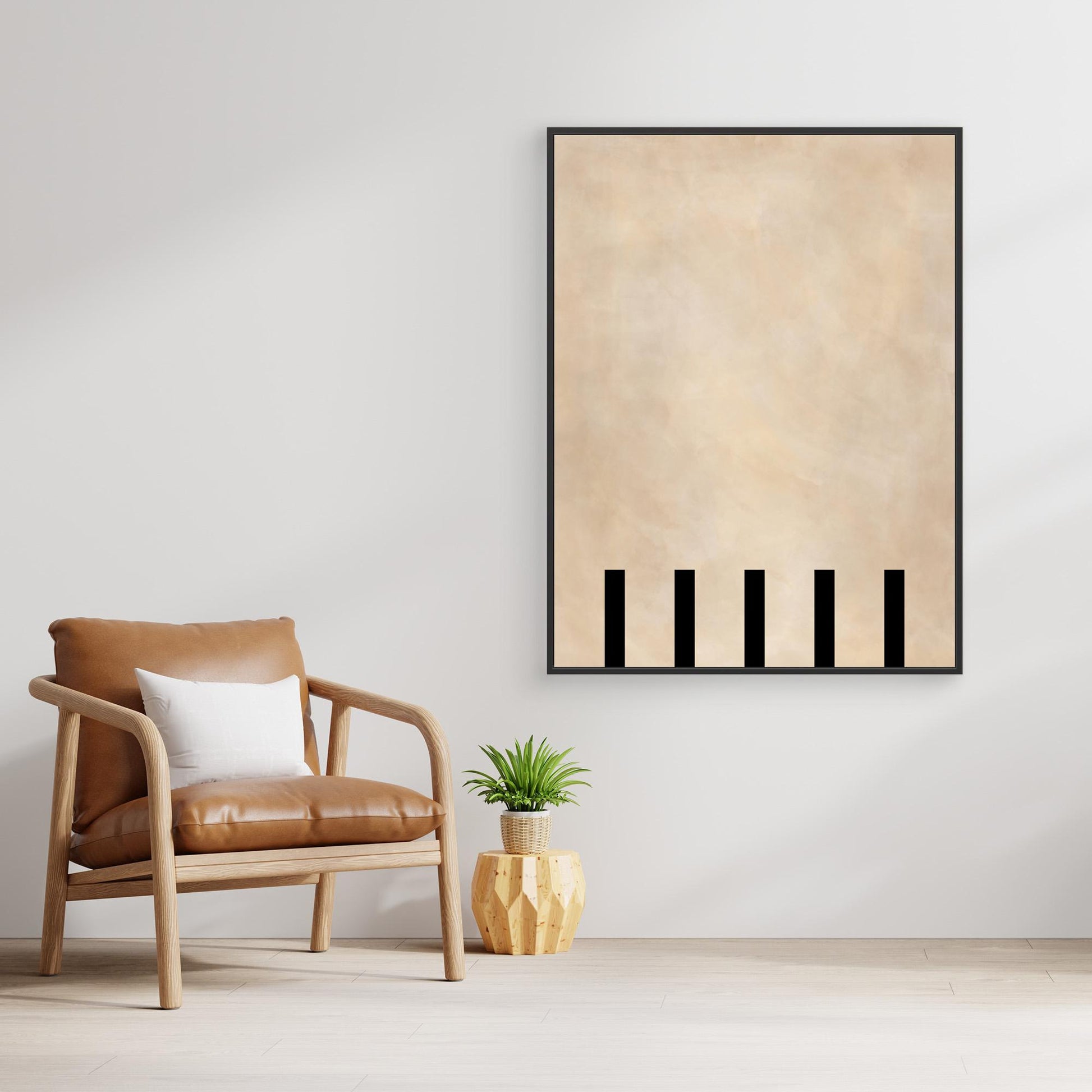 Beige Geometric Painting by Elena Ristova