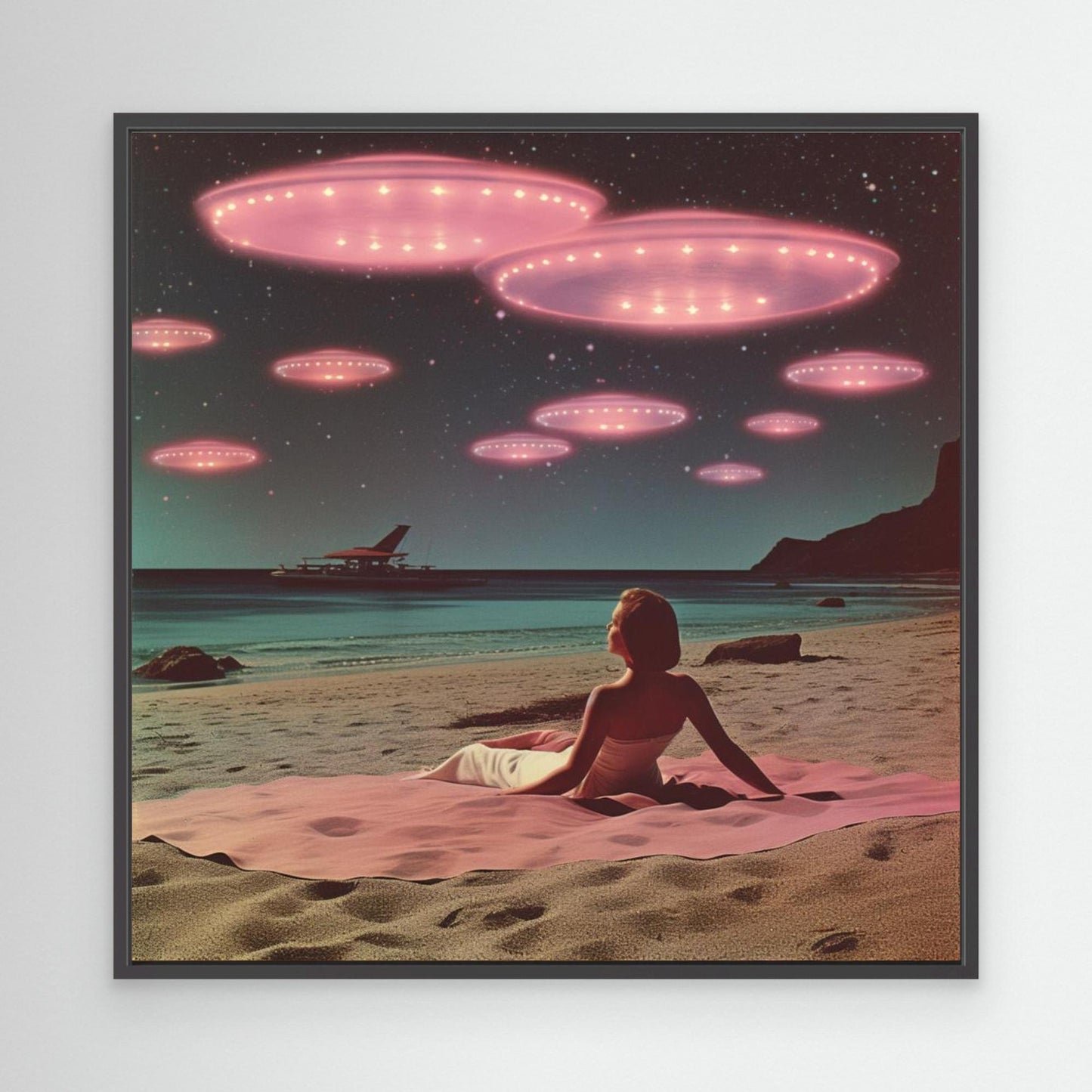 Alien Beach At Night Collage Art by Samantha Hearn