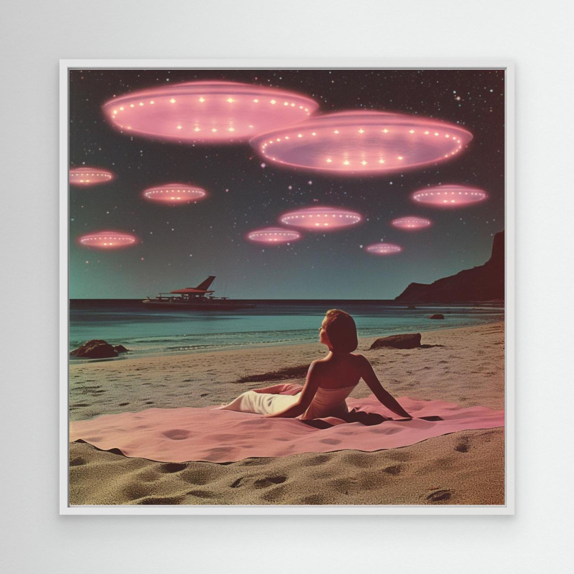 Alien Beach At Night Collage Art by Samantha Hearn